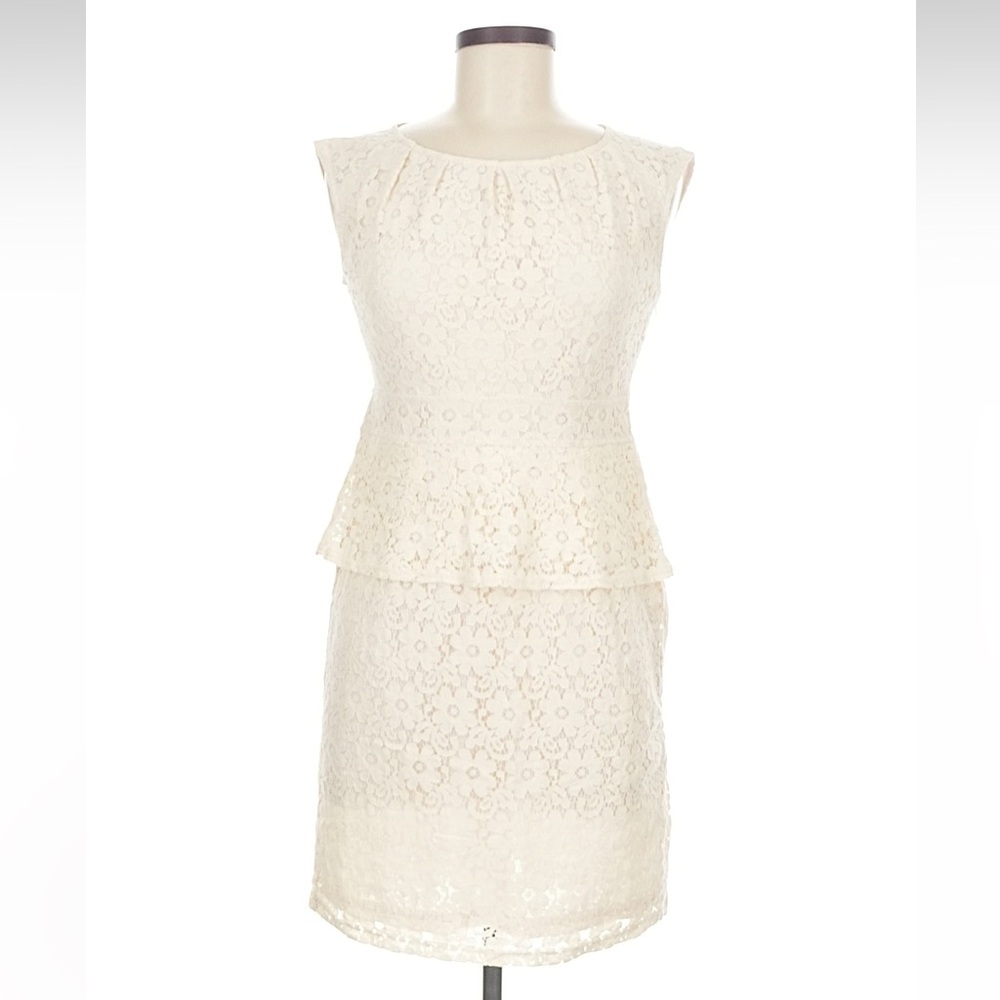 Spense Petite Lace Peplum Dress in Cream, Size 6P